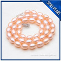 AA 6-7 MM newest design pink braid pearl necklace